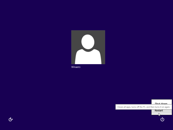 Windows 10 reboot from login screen