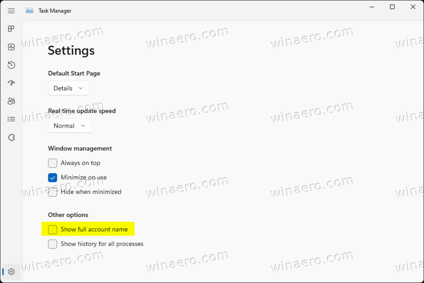 Task Manager Show full account name