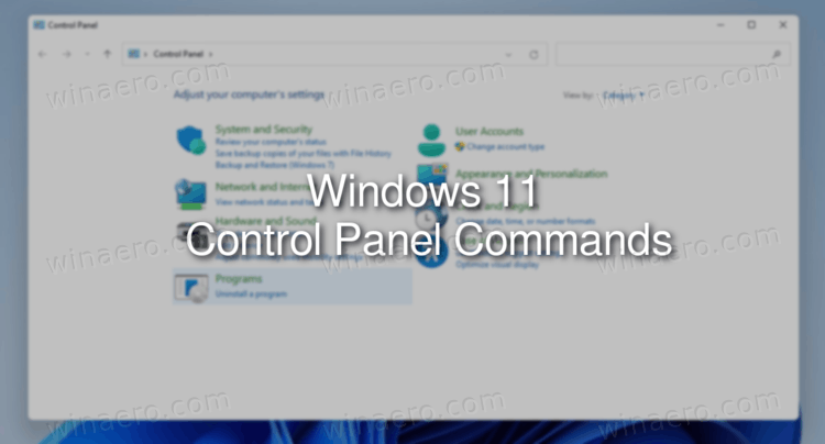 Windows 11 Control Panel Commands