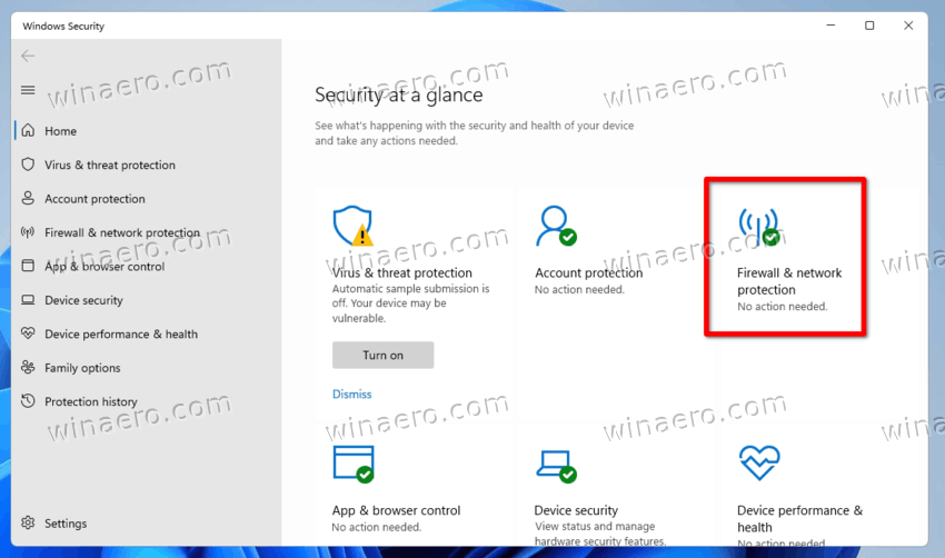 click Firewall & network protection