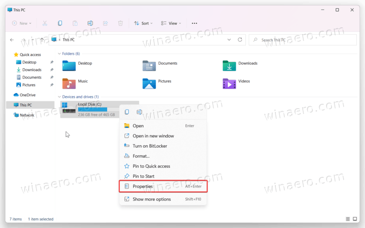 Windows 11 Explorer Drive Menu