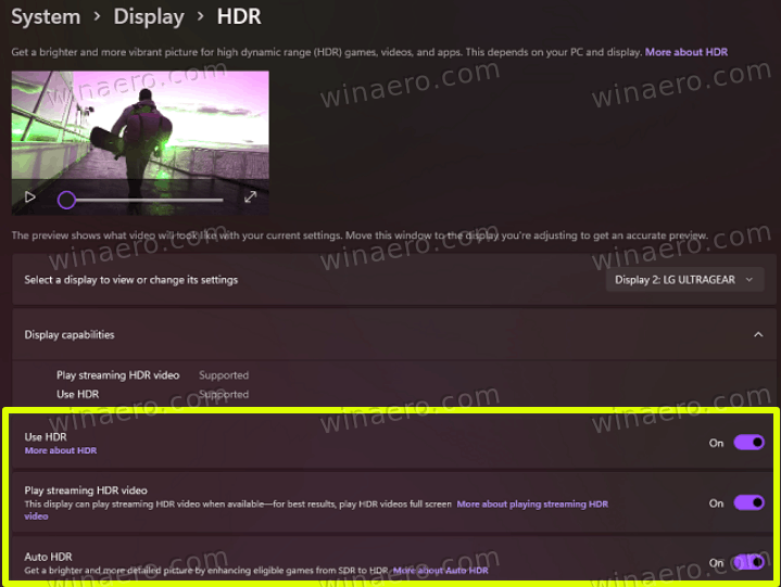 Windows 11 HDR Advanced Settings 