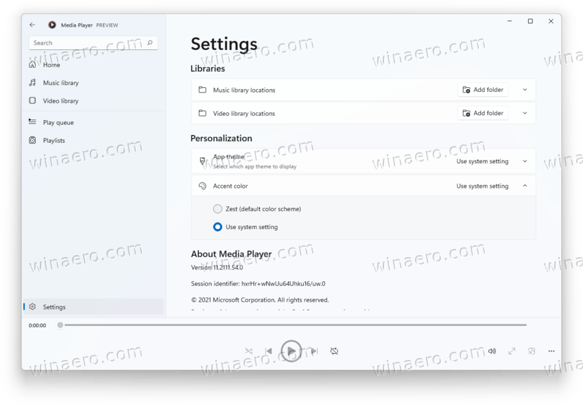 Windows 11 Media Player The System Accent Color Option