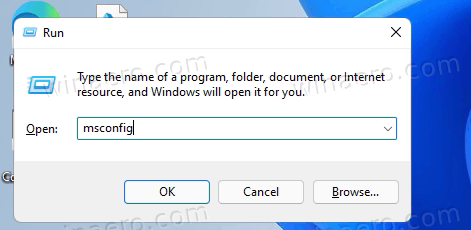 Windows 11 Run Msconfig