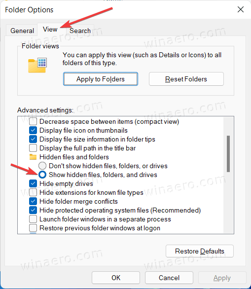 Windows 11 Show Hidden Files Folders And Drives Option