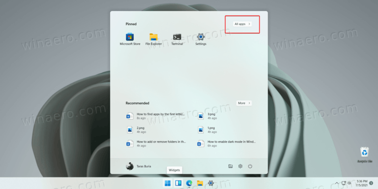 Windows 11 Start Menu All Apps