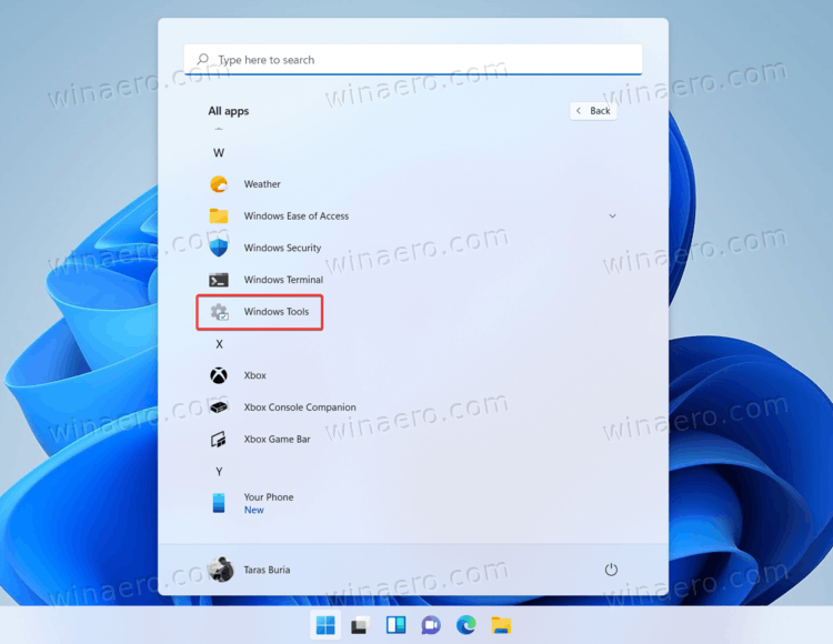 Windows Tools Shortcut In The Start Menu