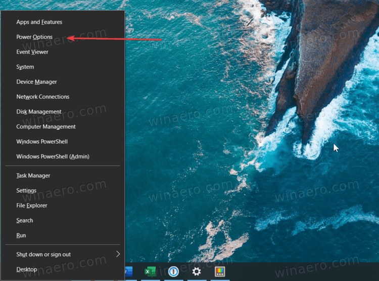 Win+X Menu Power Options